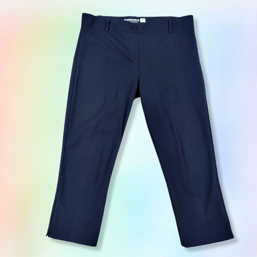 Betabrand L Dress Yoga Pants Women's ‎ navy Blue Cropped Ponte